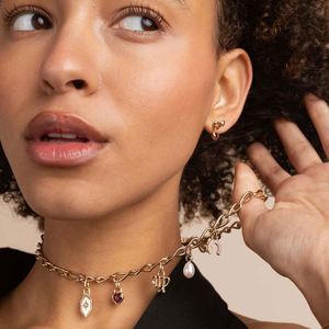 Wholesale 18K Gold Plated Color Protection Stainless Steel DIY <b>Ring</b> Chain Love Zirconium Multi-Style Pendant Fine Stud Earrings - Product Image 2