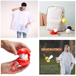 <b>Disposable</b> <b>Rain</b> <b>Poncho</b> For Children PE Material Compact Ball Design Travel Use Universal Fit Simple Style - Product Image 2