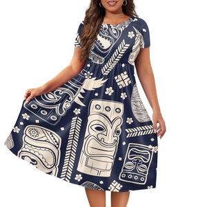 2025 Fashion Trendy Marshall Islands Polynesian Style Short <strong>Sleeve</strong> <strong>Midi</strong> <strong>Dress</strong> for Women Custom Wholesale <strong>Chiffon</strong> Natural Sexy - Product Image 5