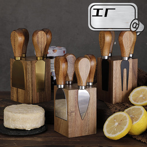 Acacia Wood <b>Cheese</b> <b>Knife</b> <b>Set</b> 5 Pieces Stainless Steel Magnetic Holder Durable For <b>Cheese</b> Serving - Product Image 1