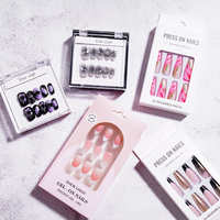 10 Uñas Postizas Hechas a Mano, Cortas, Pintadas a Mano, de Gel, Cuadradas, Estilo Ataúd, Stiletto, con Diseño de Mariposa Brillante, ABS Negro, Venta al Por Mayor