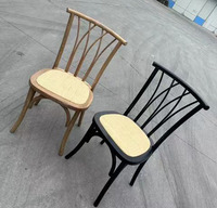 Chaise de salle à manger en bois massif Willow Botanica, dossier croisé, design moderne, empilable, durable, pour extérieur, hôtel, mariage, café