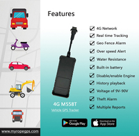 Fácil instalación GEO-cercado Control de motocicleta Fuente de alimentación 4G Vehículo GPS Tracker