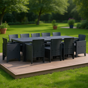 Set da Pranzo da Giardino in PP Antracite, 17 Pezzi, Arredamento da Esterno Durevole dal Design Contemporaneo per Uso in Giardino - Product Image 2