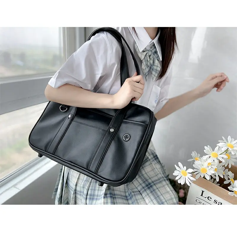 Wholesale Custom Leather School Bag Shoulder Japan Style Uniform Matching Briefcase Carry on Students Shoulder Bag