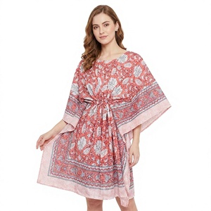 Robe décontractée d'été pour femme en coton et mousseline, style bohème, imprimé floral, à nouer sur le devant, coupe ample, longueur genou, col en V, sans manches, taille naturelle - Product Image 1