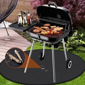 Factory Supply Custom Aluminum Foil Fiberglass BBQ Accessories Fire Pit Grill Mat For Grass