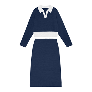 Completo Invernale Casual da <span class=keywords><strong>Donna</strong></span> 2 Pezzi con Maglione a Collo Alto a Maniche Lunghe e Gonna Lunga con Logo Frontale - Product Image 4