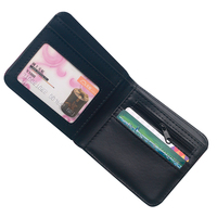 Dompet uang keren, tas kulit lipat ganda nol, jendela ID, cocok untuk remaja, pria, dan pria muda sebagai hadiah