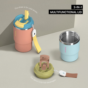 Hong ling bền cupholder thân thiện với chân không cách nhiệt thép không gỉ kép uống cốc cà phê với rơm và lật <span class=keywords><strong>SIP</strong></span> Nắp - Product Image 5