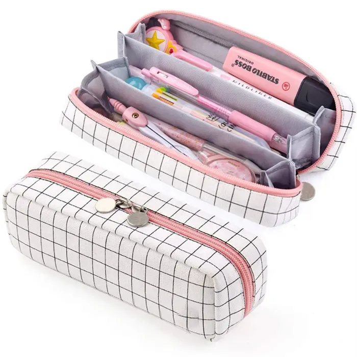 Lápis Grade Bolsa Lápis com 3 Compartimentos Saco de Papelaria Saco Lápis para Meninas Adolescentes Estudantes Art School Material de Escritório