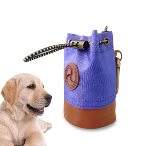 Distributeur de sacs à déjections pour animaux de compagnie en tissu Oxford violet avec poignée en cuir, sac de rangement portable pour sacs à crottes de chien - Product Image 5
