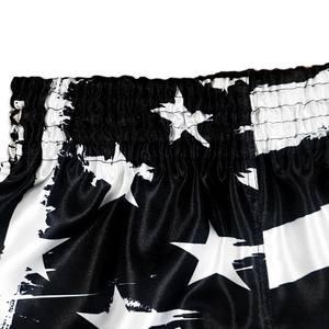 Pantalones Cortos de Muay Thai Unisex con Estampado de Bandera Blanca y Negra, Pantalones de Entrenamiento de Kickboxing, Equipo de Combate - Product Image 5