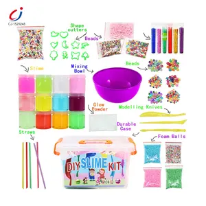 Buntes Kitt Kristall Diy Schleim Kit Fluffy Foam Schleim Spielzeug, für Kinder, die Sie eigenen Schleim machen