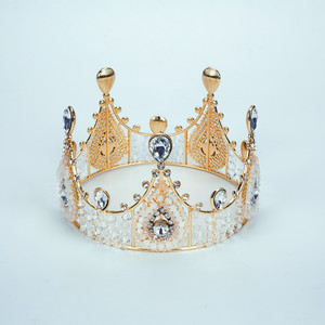 Vintage Elegant Crystal Crown Cake Topper Metal Reusable Birthday Party Decoration Arch Shape Cake Decorating Supply - Product Image 3