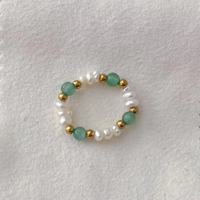 Barock Perlen ringe Natürlicher Süßwasser Perle Frühlings ring Aventurin Vintage Minimalisti scher Schmuck Elastischer Ring