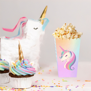 Xieli Iridescent Design <span class=keywords><strong>Licorne</strong></span> Motif Imprimé Papier Popcorn Box pour la Décoration de Fête de <span class=keywords><strong>Licorne</strong></span> - Product Image 2