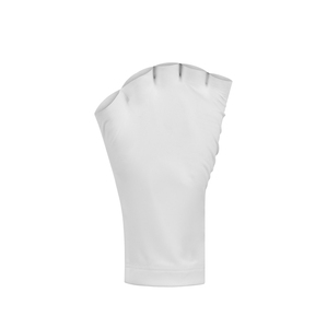 Gants de sport blancs sans doigts unisexes en tissu, design demi-doigts à enfiler avec logo imprimé, haute qualité, fabricant vietnamien - Product Image 3