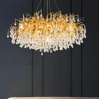 Lustres et suspensions décoratifs modernes en forme de branche d'arbre en cristal pour salon, chambre, table à manger, éclairage d'atrium