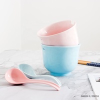 Bol à céréales en porcelaine personnalisé, ensemble de bols et cuillères en céramique, pour soupe de nouilles et ramen, Udong