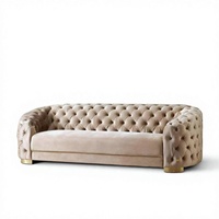 Ensemble de canapés en velours de luxe classique, style européen moderne, canapé sectionnel capitonné carré rembourré en éponge pour salon