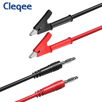 Cleqee P1040 2 pièces Fils de test pour multimètre avec fiches banane en cuivre de 4 mm et pinces crocodiles isolées 1000V/15A