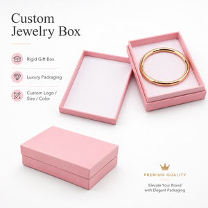 Caja de joyería rígida rosa con forro de satén, rectangular, de alta gama, para pulseras, brazaletes, relojes y gafas. - Product Image 2
