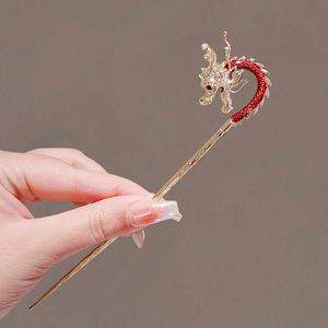 Nuevo Pasador de Pelo Estilo Chino con Borla de Perlas, Adorno para el Cabello con Diamantes de Imitación y Esmalte, Diseño Dragón y Fénix, Horquilla para Peinado - Product Image 4