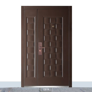 Puertas de puerta principal de acero moderno, puertas de seguridad, diseño gráfico de columpio, Villa, Exterior, Hotel, apartamento, piezas de repuesto gratis, Color cobre