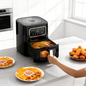 Friteuse à air moderne 10L/8L avec écran LCD, sans huile, pour usage domestique, en plastique, économe en énergie - Product Image 3