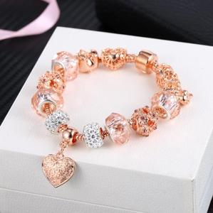 Bracelets en or rose à breloques en forme de cœur pour femmes, vente flash - Product Image 2