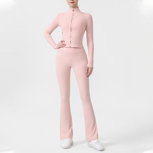 Комплект для йоги и фитнеса из 2 предметов для женщин больших размеров: дышащие леггинсы с расклешенными штанинами и быстросохнущая майка (со склада в США) - Product Image 6