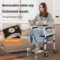 Toilettes mobiles à roues pour personnes âgées paralysées handicapées Fournitures de thérapie de réadaptation Bain Chaise d'aisance pliable multifonctionnelle