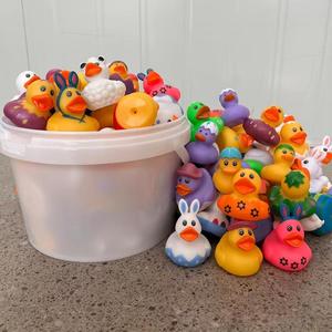 Assorted Printed Small Rubber Duck 2 Inch Bulk <b>Weighted</b> Floating Race Luminous Bath Toys for Babies Kids Promotional Bath Toys - Product Image 4