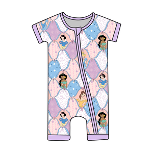 Prinzessin Baby Kurzarm Baby Zippy Pyjamas für Sommer Hot Sale Muster Reiß verschluss Verschluss - Product Image 1