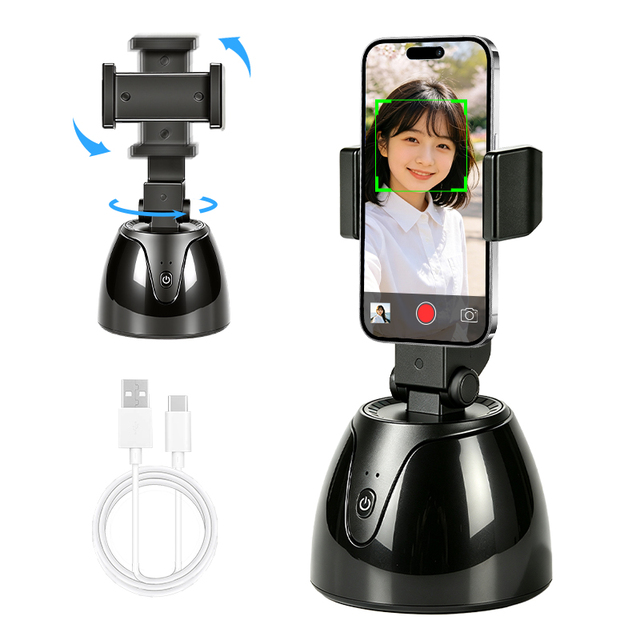Smart selfie tripod with 360° rotation, auto face tracking phone holder, 800mAh rechargeable for content creators from China