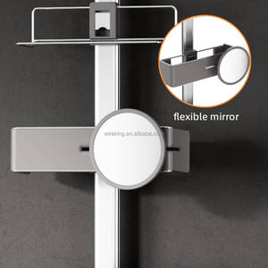 WIREKING 74-106'' Étagère d'angle de douche télescopique en aluminium multicouche avec miroir, organisateur de salle de bain - Product Image 6
