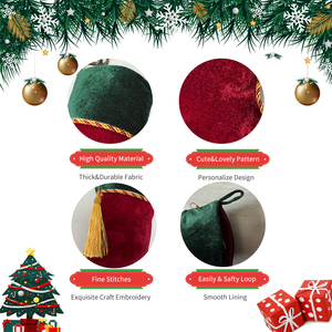Vendita all'ingrosso di vellutato semplice calza di <span class=keywords><strong>natale</strong></span> Vintage alla rinfusa ornamento di lusso con nappa da ricamo per albero - Product Image 4