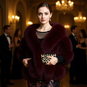 Châle long de luxe en fausse fourrure de renard pour femme - Respirant, écologique, couleur unie, accessoire d'hiver pour fêtes et mariages - Product Image 2