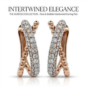 Boucles d'oreilles créoles entrelacées en diamant naturel et or rose 18 carats pour femme – Élégance raffinée - Product Image 1