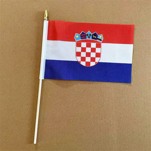 Drapeaux croates de bâton croate de poche 12x18 imprimé 150D Polyester bâton en bois massif drapeau de pays - Product Image 4