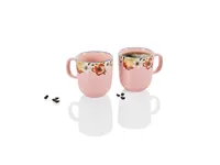 Service de table en porcelaine 2 pièces : 2 grandes assiettes, 2 bols, 2 tasses