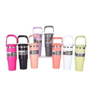 Gobelet exclusif de 30 oz grande capacité avec poignée, portable pour voiture et extérieur, double paille, sans isolation thermique - Product Image 5
