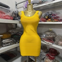 Robe mini bandage sans dos et sans manches pour femme, sexy, moulante, ajustée, été