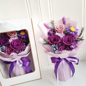 Prachtige Eeuwige Rozen Hortensia Bloem Eeuwige Roos Ge conserveerde Rozen Gedroogd Bloemboeket voor Bruiloftdecoratie Valentijnscadeau - Product Image 3