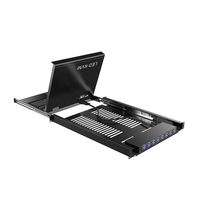 Konsol KVM Switch Drawer Rackmount LED 17'' 16 Port + 16 Paket Kabel, MT-VIKI USB VGA LCD KVM Switch 16 in 1 Out