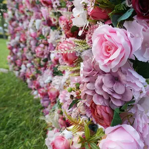 جدار من الزهور الصناعية المطبوعة بالزهور لحفلات الزفاف ستارة خلفية لحفلات الزفاف وتزيين المنزل