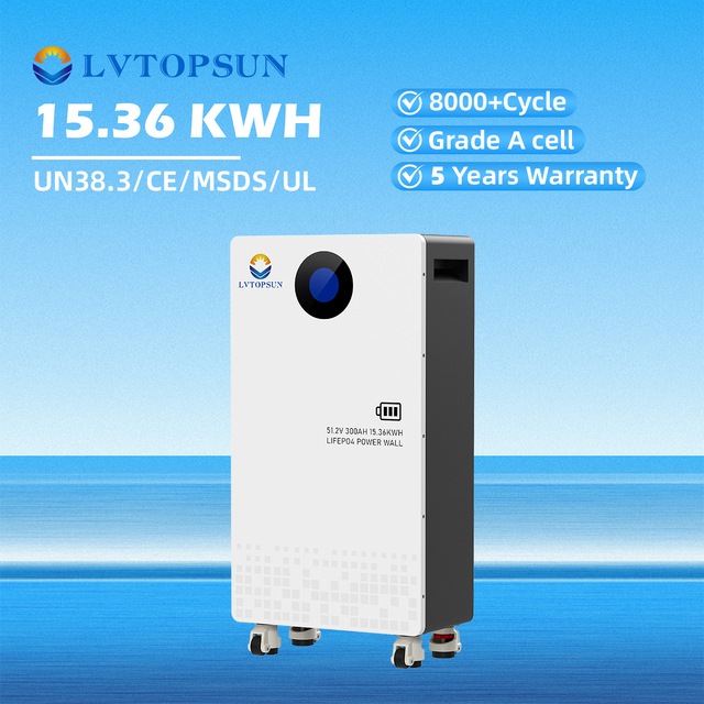 LVTOPSUN 15kwh 51.2v  300ah Solar Rechargeable Lithium Ion Battery Li-ion Lithium Lifepo4 Battery
