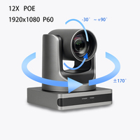 Cámara PTZ 1080P 60fps con Zoom Óptico 12X, Cámara de Videoconferencia con PoE y HMI, Enfoque Automático con IA para Educación, Iglesias y Transmisiones