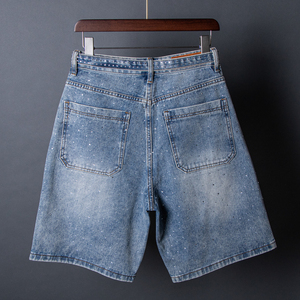 Nhà Sản Xuất Tùy Chỉnh Cổ Điển Phong Cách Rửa Sạch Và In Hoàn Chỉnh Rhinestone Hàng Hóa Denim Quần Short Cho Nam Giới Phong Cách Đường Phố - Product Image 4